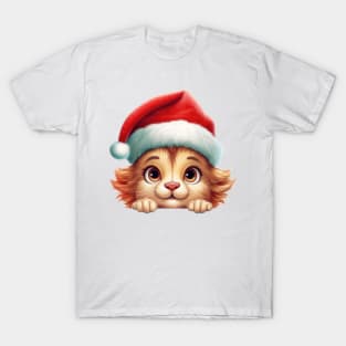 Christmas Peeking Baby Lion T-Shirt